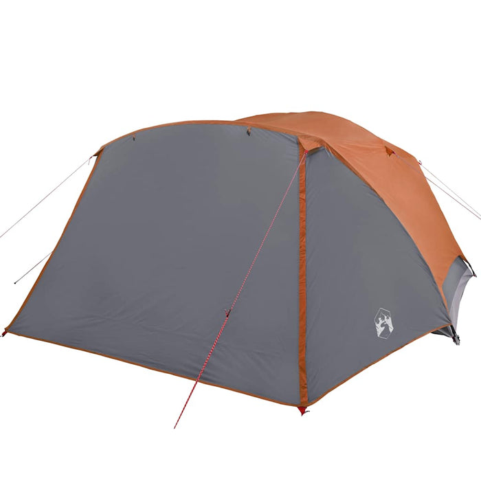 Family Tent with Porch 6-Person Grey and Orange Waterproof