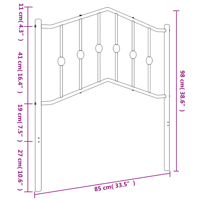 Metal Headboard Black 80 cm