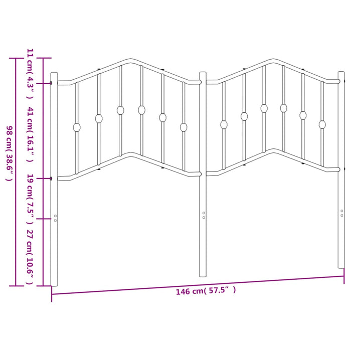 Metal Headboard Black 140 cm