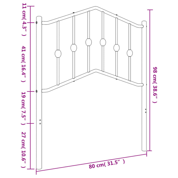 Metal Headboard White 75 cm