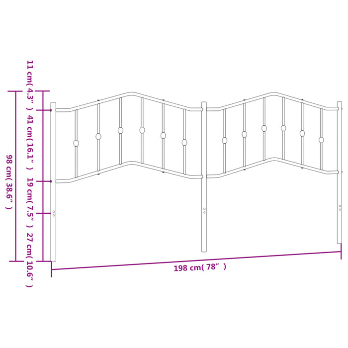 Metal Headboard White 193 cm