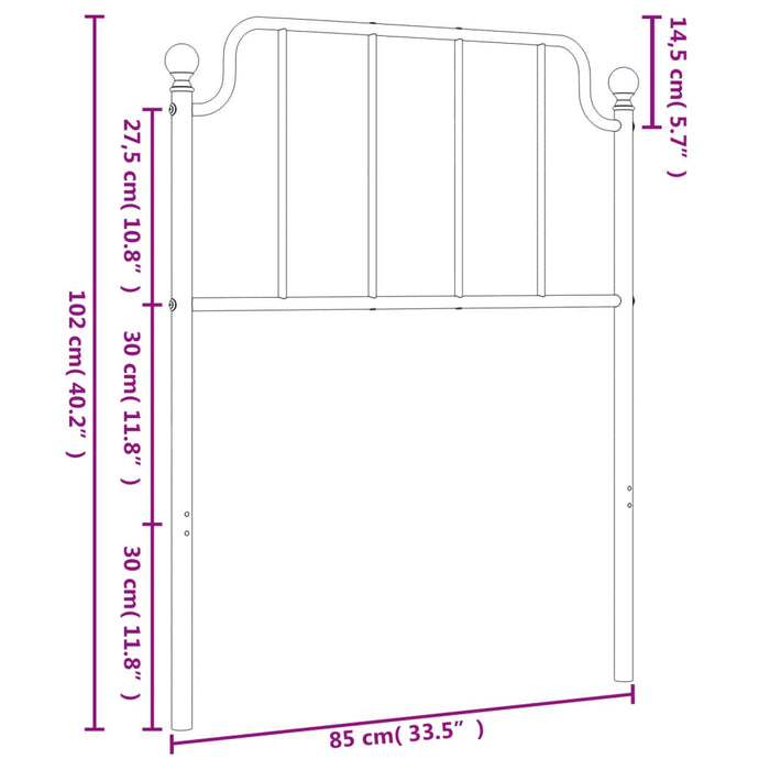 Metal Headboard Black 80 cm