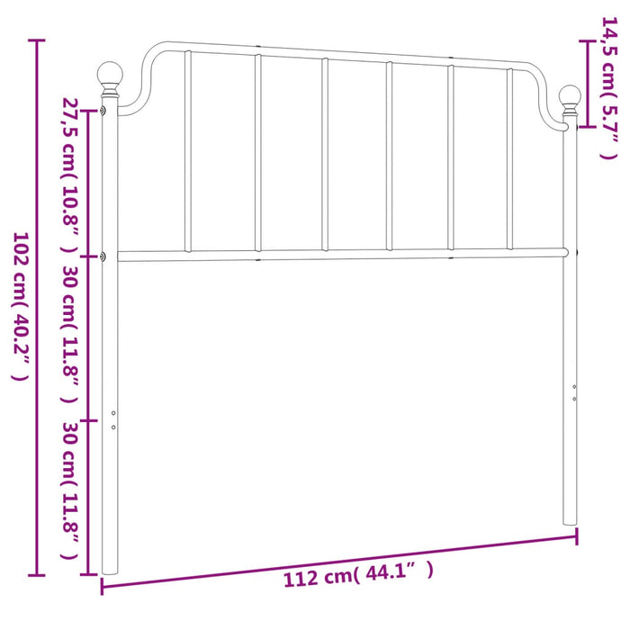 Metal Headboard Black 107 cm