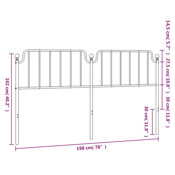 Metal Headboard Black 193 cm