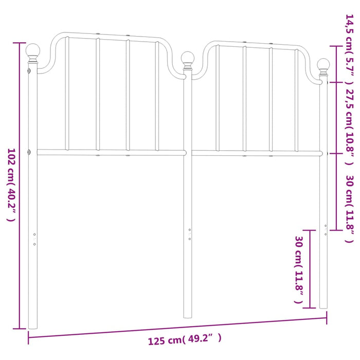 Metal Headboard White 120 cm