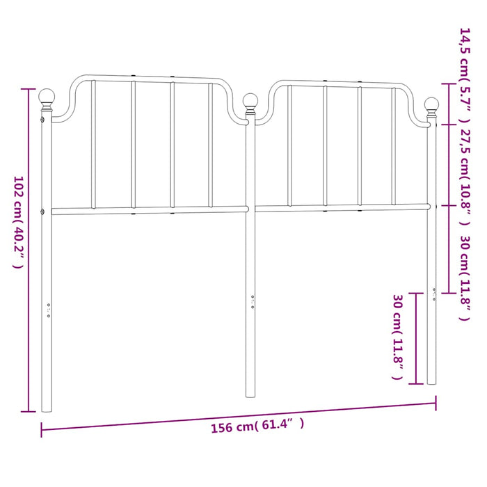 Metal Headboard White 150 cm