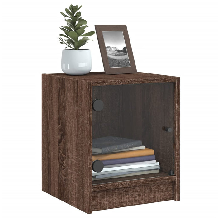 Bedside Cabinets with Glass Doors 2 pcs Brown Oak 35x37x42 cm