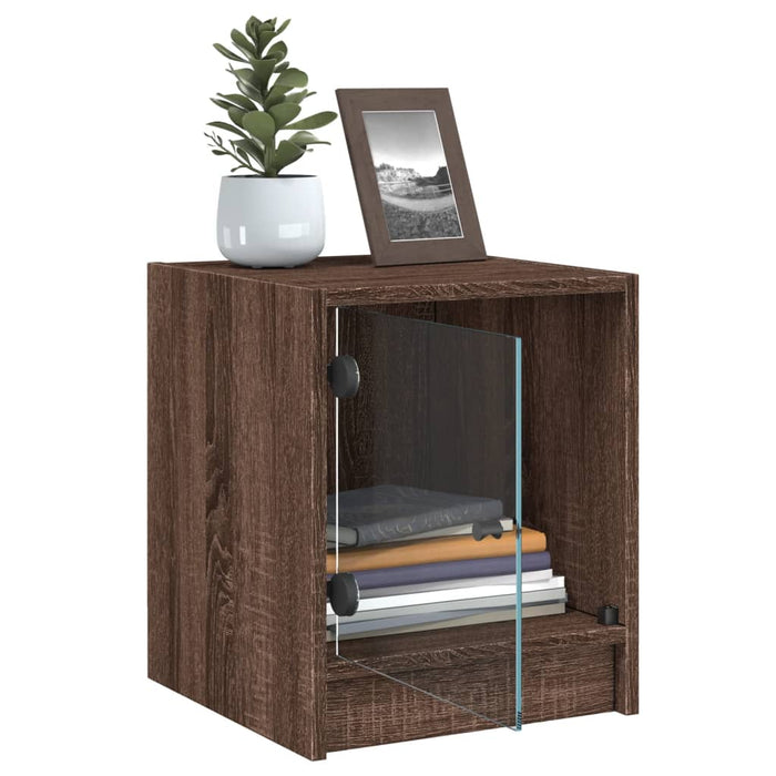 Bedside Cabinets with Glass Doors 2 pcs Brown Oak 35x37x42 cm