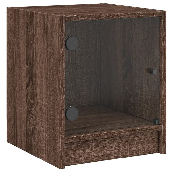 Bedside Cabinets with Glass Doors 2 pcs Brown Oak 35x37x42 cm