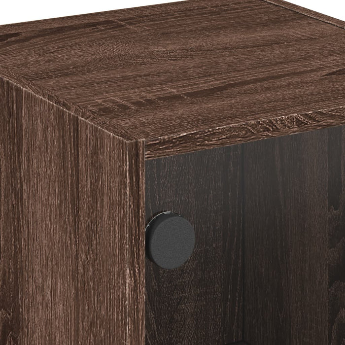 Bedside Cabinets with Glass Doors 2 pcs Brown Oak 35x37x42 cm