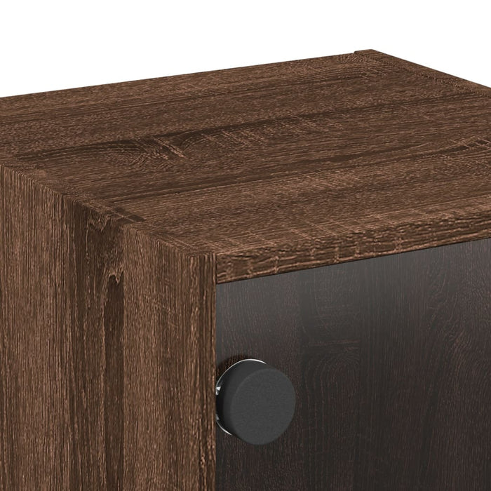 Bedside Cabinet with Glass Door Brown Oak 35x37x35 cm