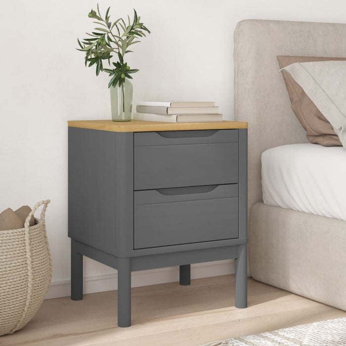 Bedside Cabinet FLORO Grey 45x39x57 cm Solid Wood Pine