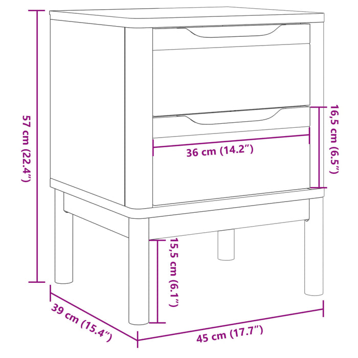 Bedside Cabinet FLORO Grey 45x39x57 cm Solid Wood Pine