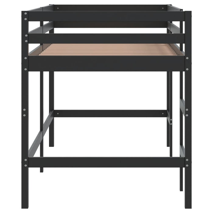 Kids' Loft Bed without Mattress with Ladder Black 90x200 cm