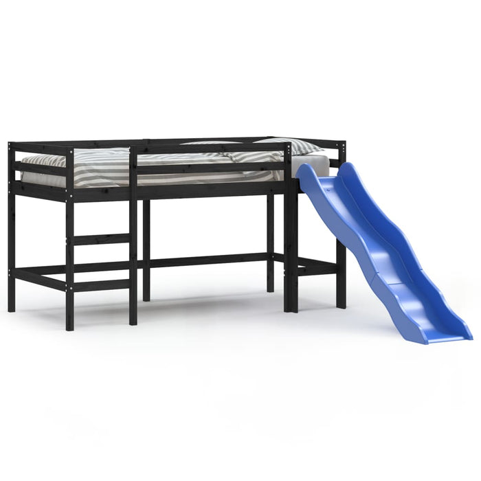 Kids' Loft Bed without Mattress with Slide Black 80x200 cm