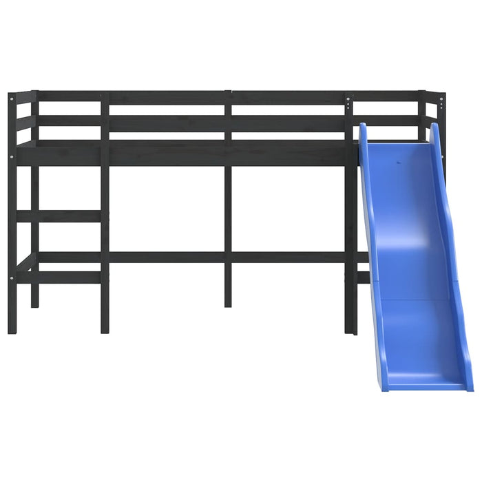 Kids' Loft Bed without Mattress with Slide Black 80x200 cm