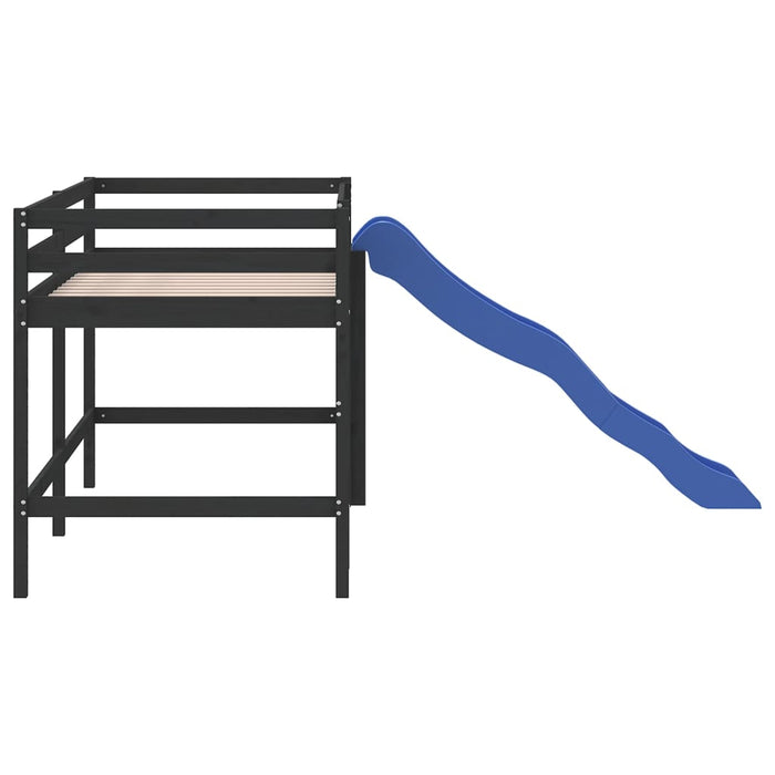 Kids' Loft Bed without Mattress with Slide Black 80x200 cm