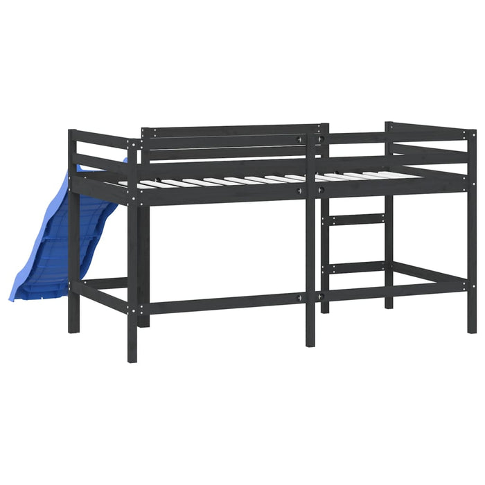 Kids' Loft Bed without Mattress with Slide Black 80x200 cm