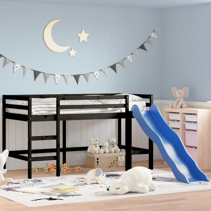 Kids' Loft Bed without Mattress with Slide Black 80x200 cm