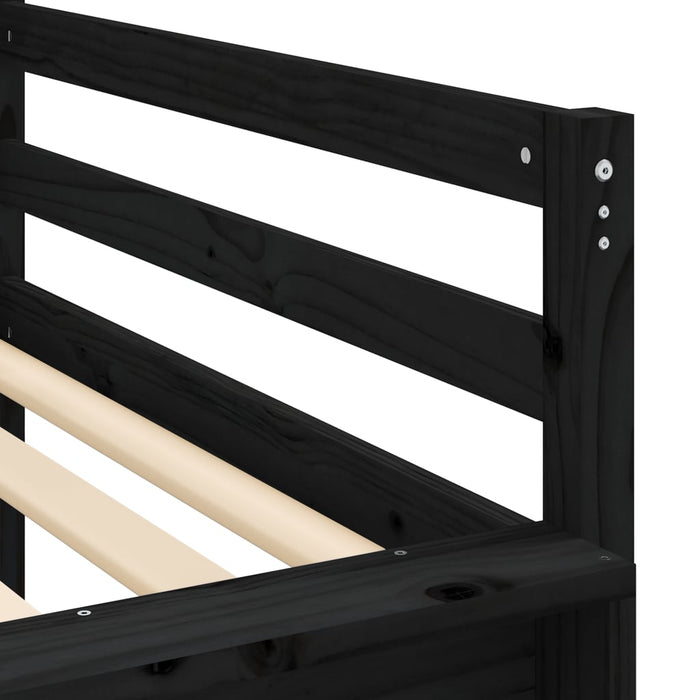 Kids' Loft Bed without Mattress with Slide Black 90x200 cm