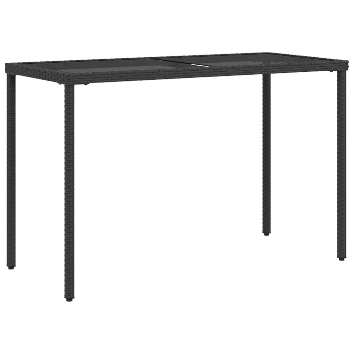 Garden Table with Glass Top Black 115x54x74 cm Poly Rattan