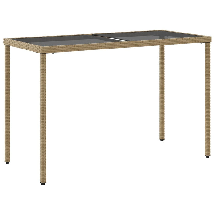 Garden Table with Glass Top Beige 115x54x74 cm Poly Rattan