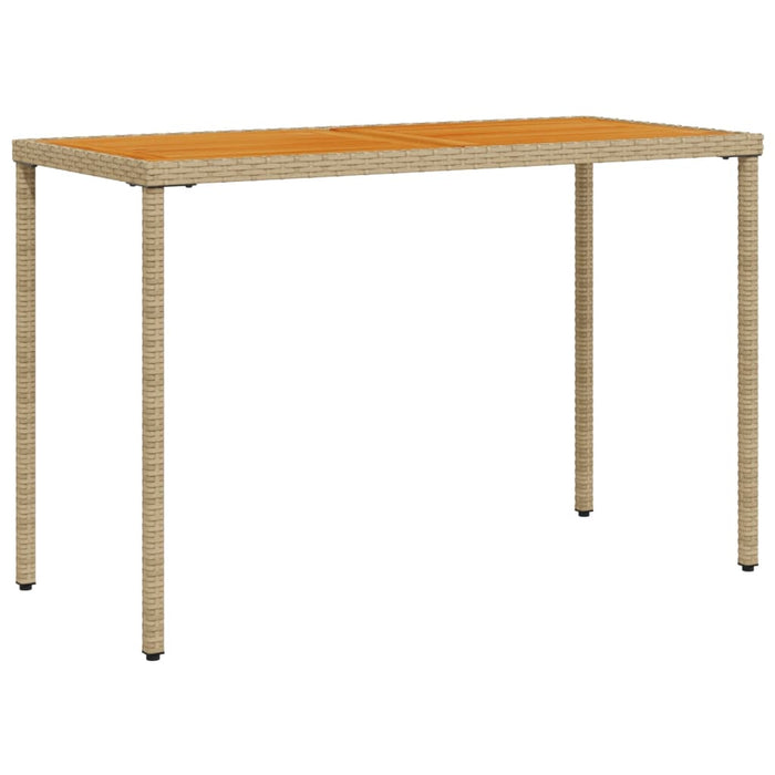 Garden Table with Acacia Wood Top Beige 115x54x74 cm Poly Rattan