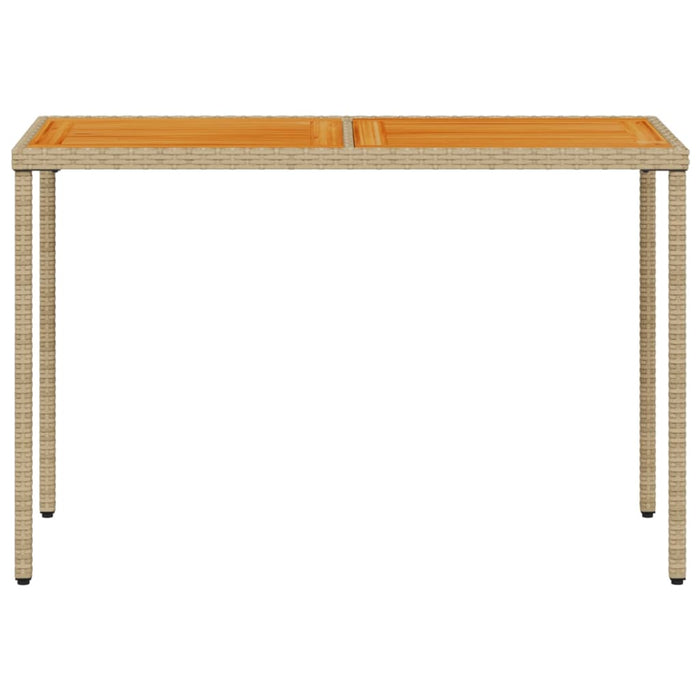 Garden Table with Acacia Wood Top Beige 115x54x74 cm Poly Rattan