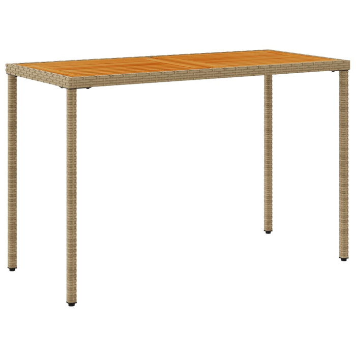 Garden Table with Acacia Wood Top Beige 115x54x74 cm Poly Rattan