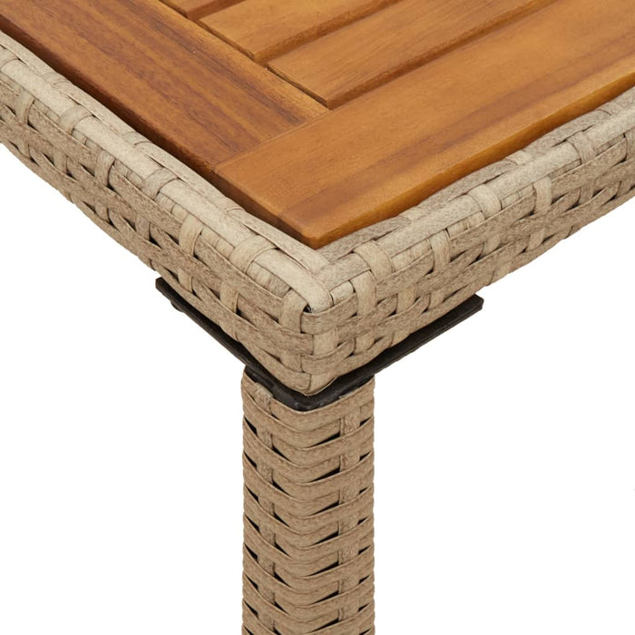 Garden Table with Acacia Wood Top Beige 115x54x74 cm Poly Rattan