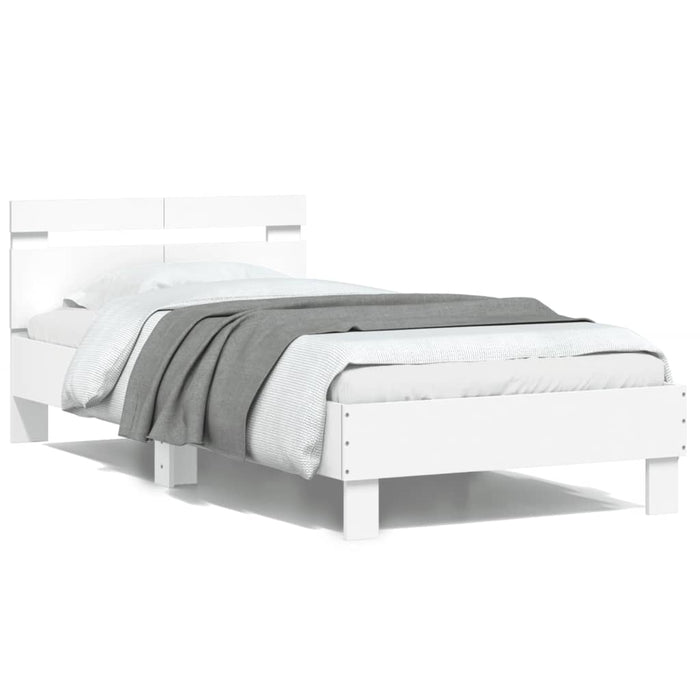 Bed Frame without Mattress with Headboard White 100x200 cm