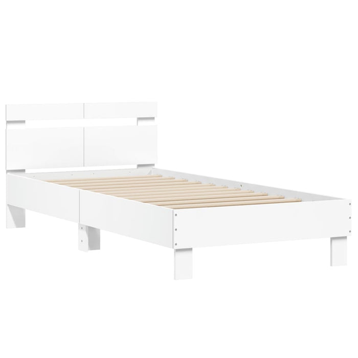 Bed Frame without Mattress with Headboard White 100x200 cm