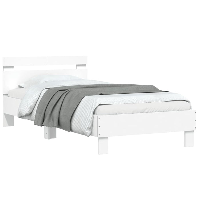 Bed Frame without Mattress with Headboard White 100x200 cm