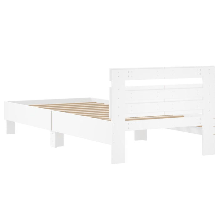 Bed Frame without Mattress with Headboard White 100x200 cm