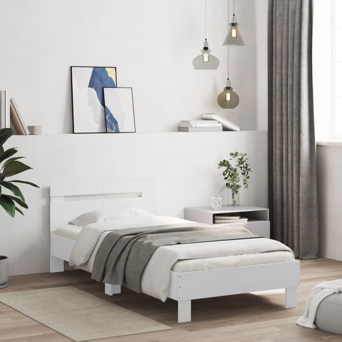 Bed Frame without Mattress with Headboard White 100x200 cm