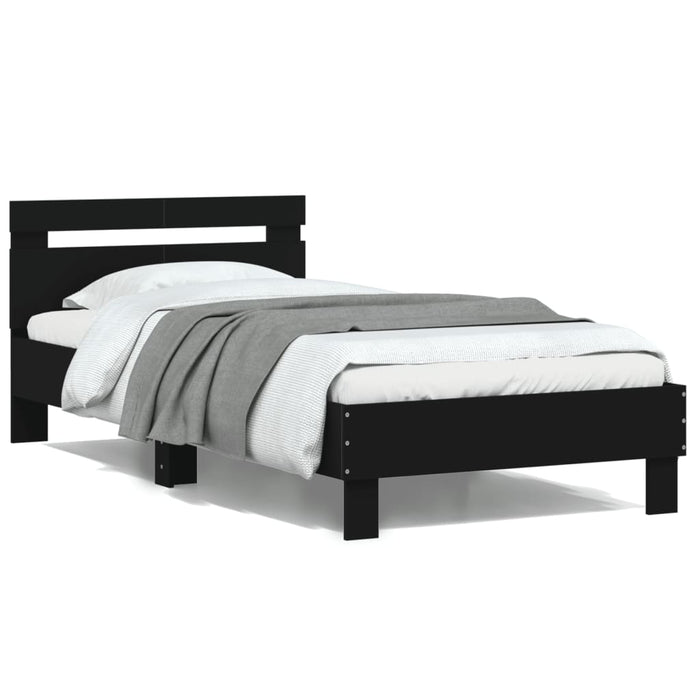 Bed Frame without Mattress with Headboard Black 100x200 cm