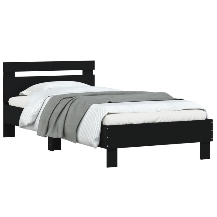 Bed Frame without Mattress with Headboard Black 100x200 cm