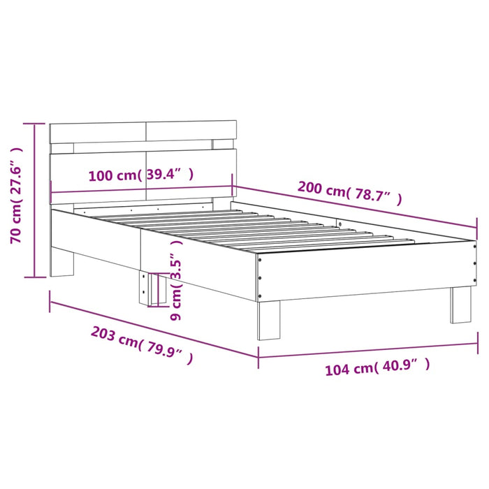 Bed Frame without Mattress with Headboard Black 100x200 cm