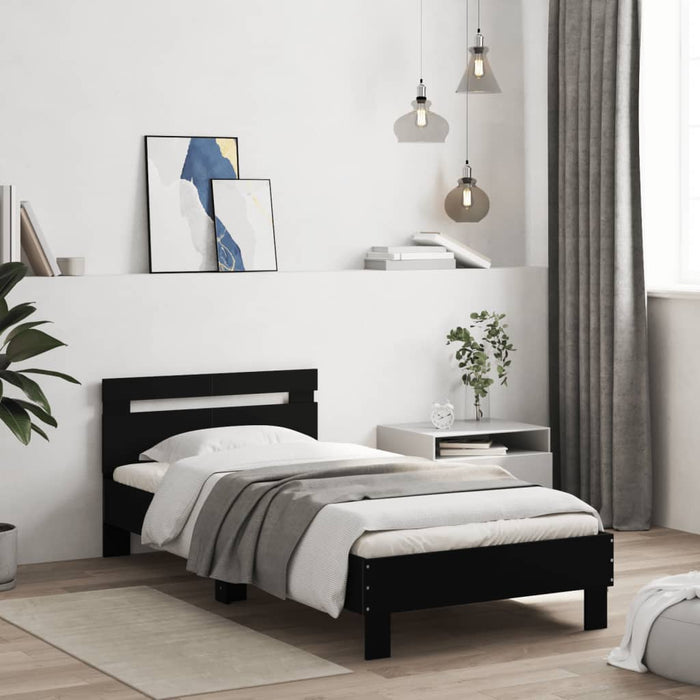 Bed Frame without Mattress with Headboard Black 100x200 cm