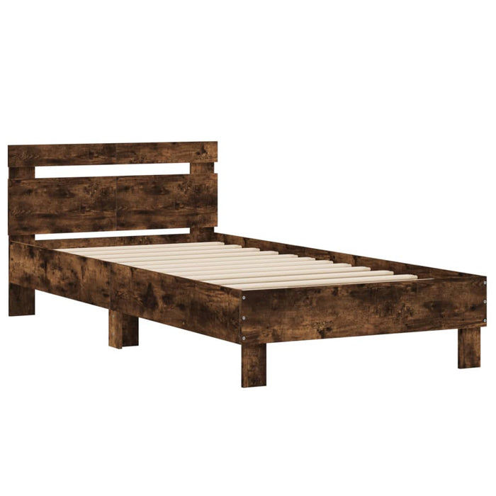 Bed Frame without Mattress with Headboard Smoked Oak 100x200 cm