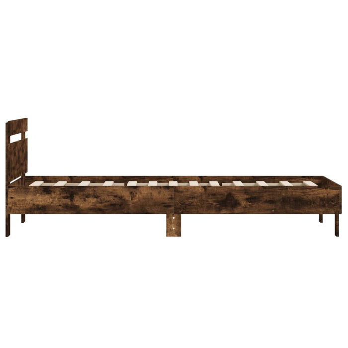 Bed Frame without Mattress with Headboard Smoked Oak 100x200 cm