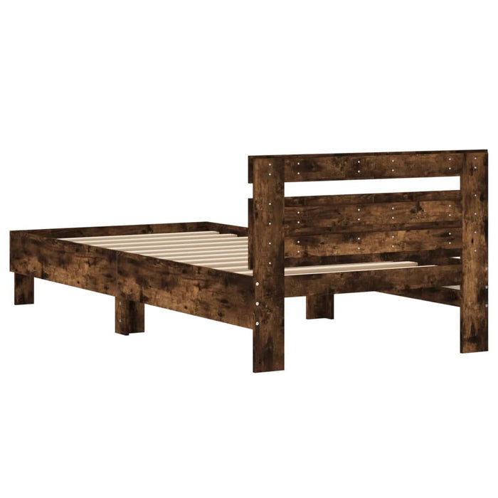 Bed Frame without Mattress with Headboard Smoked Oak 100x200 cm