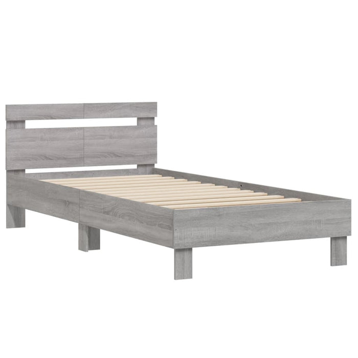 Bed Frame without Mattress with Headboard Grey Sonoma 100x200 cm