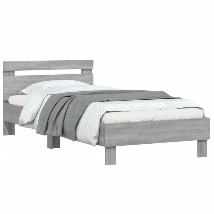 Bed Frame without Mattress with Headboard Grey Sonoma 100x200 cm