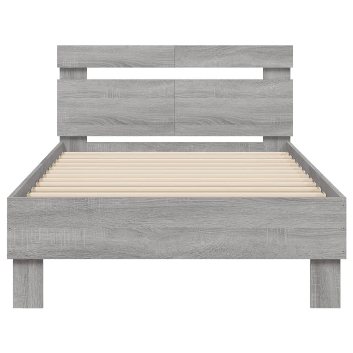 Bed Frame without Mattress with Headboard Grey Sonoma 100x200 cm