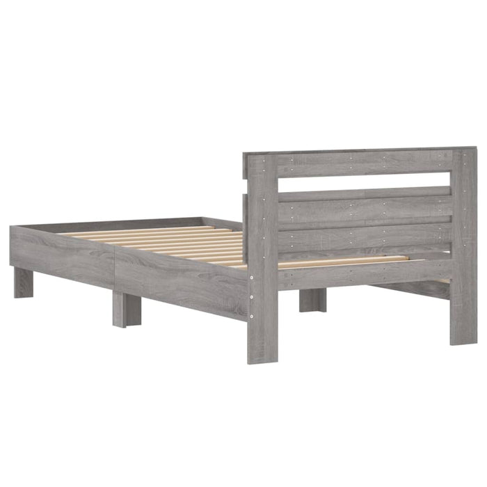 Bed Frame without Mattress with Headboard Grey Sonoma 100x200 cm