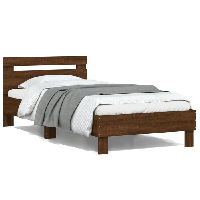 Bed Frame without Mattress with Headboard Brown Oak 100x200 cm