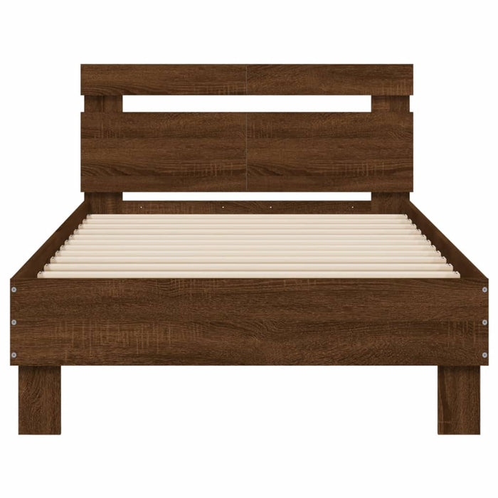 Bed Frame without Mattress with Headboard Brown Oak 100x200 cm