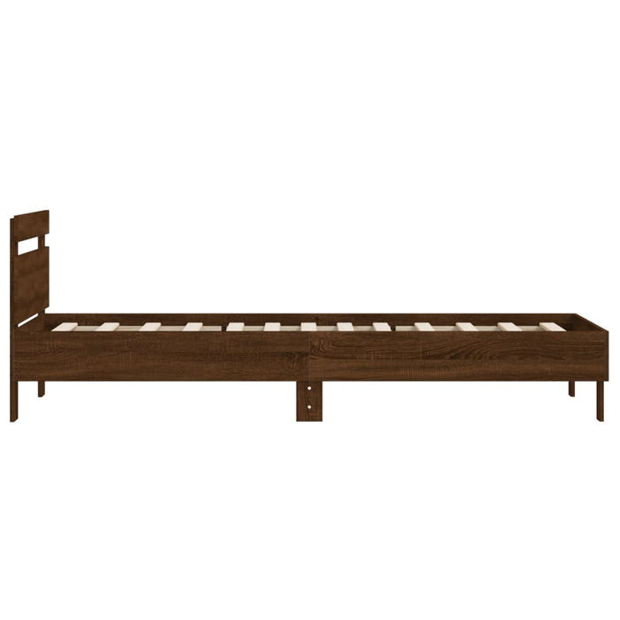 Bed Frame without Mattress with Headboard Brown Oak 100x200 cm