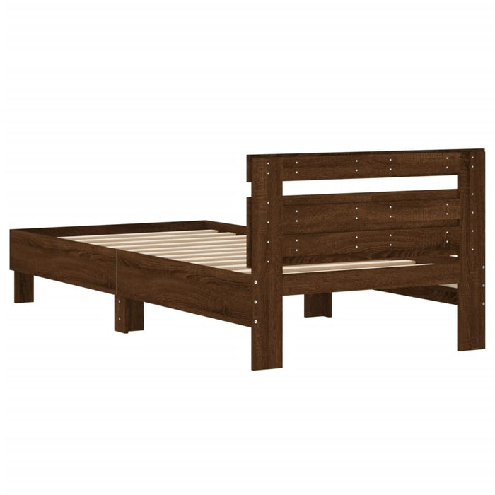 Bed Frame without Mattress with Headboard Brown Oak 100x200 cm